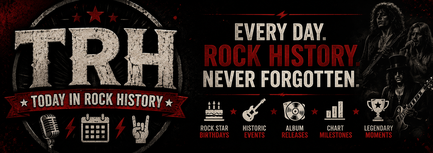 TRH — Today in Rock History. Every day, rock history, never forgotten.